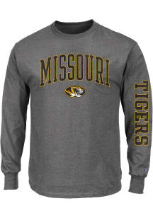 Missouri Tigers Mens Charcoal Arch Mascot Big and Tall Long Sleeve T-Shirt