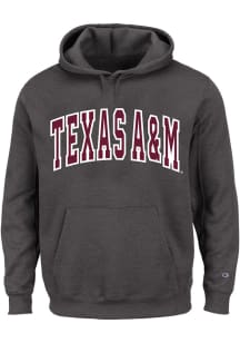 Texas A&M Aggies Mens Charcoal Arch Twill Big and Tall Hooded Sweatshirt