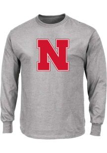 Nebraska Cornhuskers Mens Ash Primary Logo Big and Tall Long Sleeve T-Shirt
