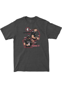 JC French IV Cincinnati Bearcats Black Heather Football NIL Vintage Collage Short Sleeve Fashion P..