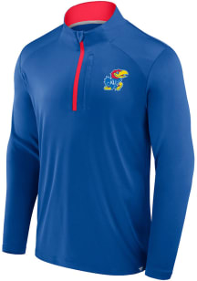 Kansas Jayhawks Mens Blue Defender Left Chest Big and Tall Qtr Zip