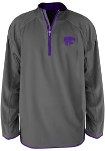 K-State Wildcats Mens Grey Raglan Big and Tall Qtr Zip