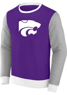 K-State Wildcats Mens Purple Contrast Big and Tall Crew Sweatshirt