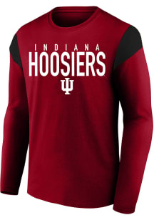 Indiana Hoosiers Mens Crimson Contrast Big and Tall Long Sleeve T-Shirt
