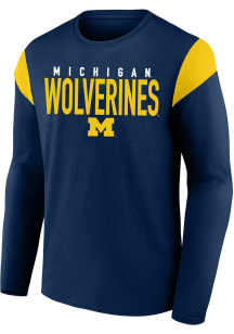 Michigan Wolverines Mens Blue Contrast Big and Tall Long Sleeve T-Shirt