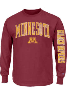 Minnesota Golden Gophers Mens Maroon Arch Mascot Big and Tall Long Sleeve T-Shirt