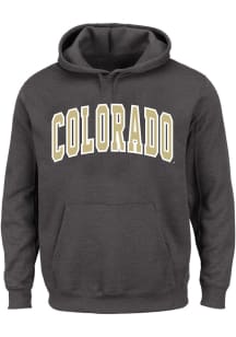 Colorado Buffaloes Mens Charcoal Arch Name Twill Big and Tall Hooded Sweatshirt