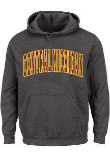 Central Michigan Chippewas Mens Charcoal Arch Name Twill Big and Tall Hooded Sweatshirt