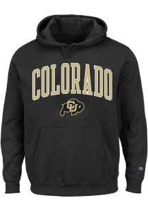 Colorado Buffaloes Mens Black Arch Mascot Big and Tall Hooded Sweatshirt