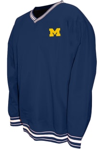 Michigan Wolverines Mens Blue V-Neck Mesh Lined Big and Tall Pullover Jacket
