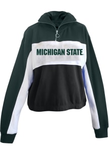 Michigan State Spartans Womens White Colorblock + Qtr Zip