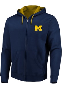 Michigan Wolverines Mens Blue Primary Logo Big and Tall Zip Sweatshirt