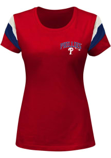 Philadelphia Phillies Womens Red Pieced Short Sleeve T-Shirt