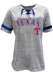 Texas Rangers Womens Grey Lace Up Short Sleeve T-Shirt