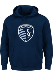 Sporting Kansas City Mens Navy Blue LOGO Big and Tall Hooded Sweatshirt