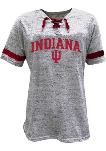 Indiana Hoosiers Womens Grey Lace Up Short Sleeve T-Shirt