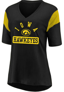 Iowa Hawkeyes Womens Black Contrast Sleeve Short Sleeve T-Shirt