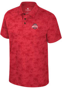Colosseum Ohio State Buckeyes Mens Red Fremen Palm Short Sleeve Polo