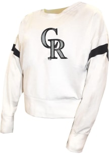 Colorado Rockies Womens White Contrast Crew Sweatshirt