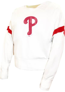 Philadelphia Phillies Womens White Contrast Crew Sweatshirt