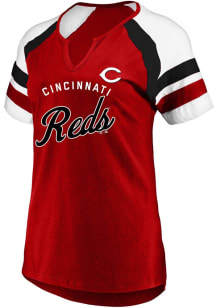 Cincinnati Reds Womens Red Raglan Short Sleeve T-Shirt