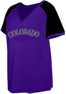 Colorado Rockies Womens Purple Contrast Short Sleeve T-Shirt