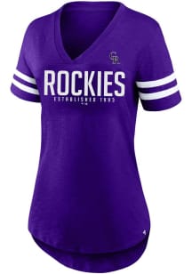 Colorado Rockies Womens Purple Rhinestone Short Sleeve T-Shirt