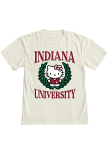Blue 84 Indiana Hoosiers Womens Ivory Hello Two Ways Short Sleeve T-Shirt