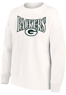 Green Bay Packers Womens White Chenille Crew Sweatshirt