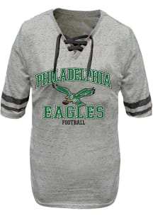 Philadelphia Eagles Womens Grey Lace Up Short Sleeve T-Shirt