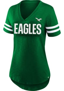 Philadelphia Eagles Womens Kelly Green Bling Short Sleeve T-Shirt
