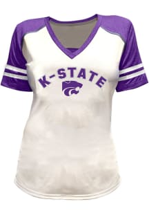 K-State Wildcats Womens White Glitter and Rhinestones Short Sleeve T-Shirt