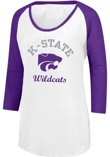 K-State Wildcats Womens White Raglan LS Tee