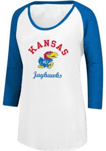 Kansas Jayhawks Womens White Raglan LS Tee