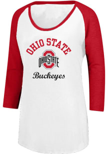 Ohio State Buckeyes Womens White Raglan LS Tee