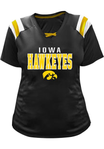 Iowa Hawkeyes Womens Black Lace Up Short Sleeve T-Shirt