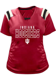 Indiana Hoosiers Womens Crimson Lace Up Short Sleeve T-Shirt
