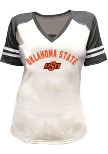 Oklahoma State Cowboys Womens White Glitter and Rhinestones Short Sleeve T-Shirt