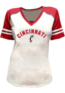 Cincinnati Bearcats Womens White Glitter and Rhinestones Short Sleeve T-Shirt