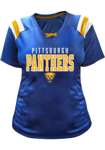 Pitt Panthers Womens Blue Lace Up Short Sleeve T-Shirt