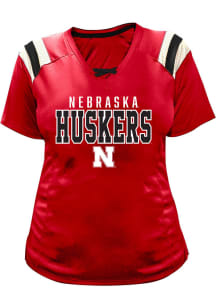 Nebraska Cornhuskers Womens Red Lace Up Short Sleeve T-Shirt