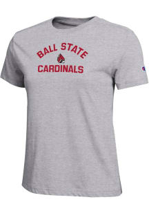 Champion Ball State Cardinals Womens Grey Name and Mascot Core Short Sleeve T-Shirt