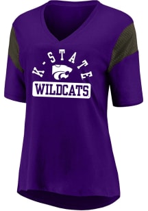 K-State Wildcats Womens Purple Contrast Sleeve Short Sleeve T-Shirt
