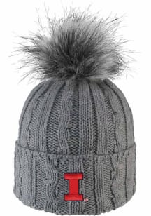 LogoFit Illinois Fighting Illini Charcoal Alps Pom Womens Knit Hat