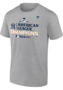 New York Yankees Mens Grey 2024 ALCS Champions Locker Room Big and Tall T-Shirt