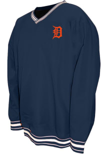 Detroit Tigers Mens Navy Blue Nylon Pullover Big and Tall Light Weight Jacket