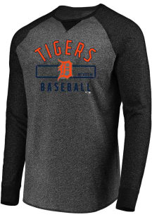 Detroit Tigers Mens Charcoal Contrast Sleeve Raglan Big and Tall Long Sleeve T-Shirt
