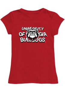Vive La Fete Georgia Bulldogs Girls Red Fitted Short Sleeve Tee