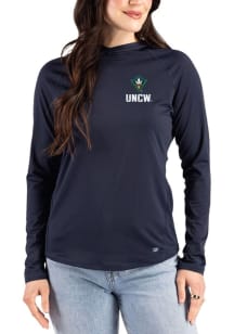 Cutter and Buck UNCW Seahawks Womens Navy Blue Prospect Eco Hooded Sweatshirt