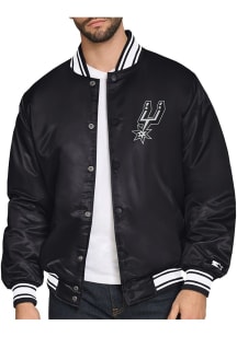 Starter San Antonio Spurs Mens Black Triangle Satin Varisty Medium Weight Jacket